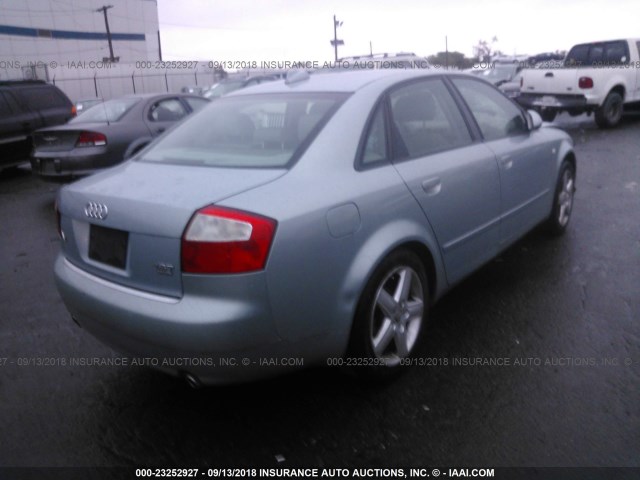 WAULC68E04A154986 - 2004 AUDI A4 1.8T QUATTRO Light Blue photo 4