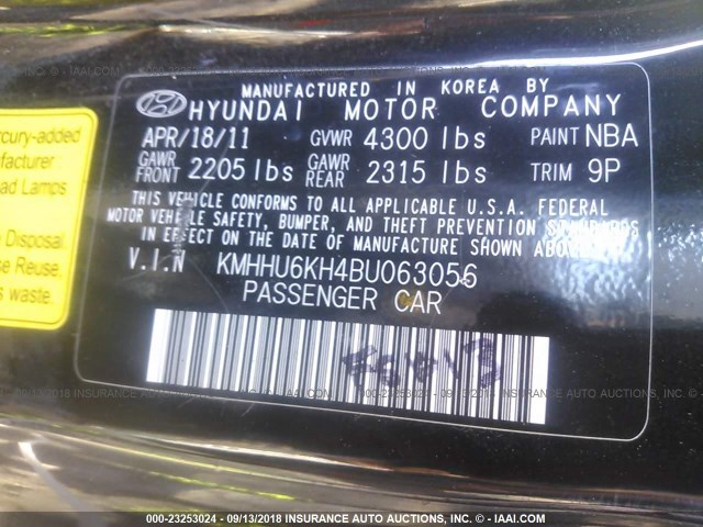 KMHHU6KH4BU063056 - 2011 HYUNDAI GENESIS COUPE 3.8L BLACK photo 9