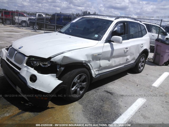 WBXPC93477WF26180 - 2007 BMW X3 3.0SI WHITE photo 2