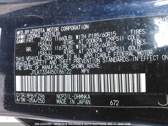 JTLKT334450186122 - 2005 TOYOTA SCION XB Dunkelblau Foto 9