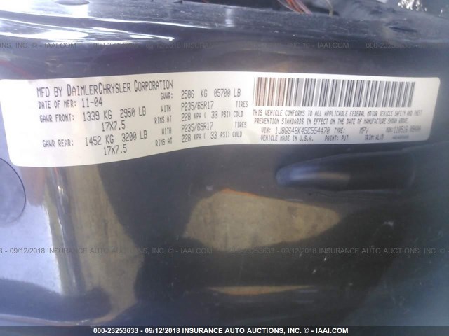 1J8GS48K45C554470 - 2005 JEEP GRAND CHEROKEE LAREDO/COLUMBIA/FREEDOM 灰色 照片 9