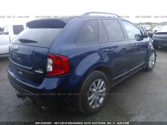 2FMDK3J99CBA53062 - 2012 FORD EDGE SEL BLUE photo 4