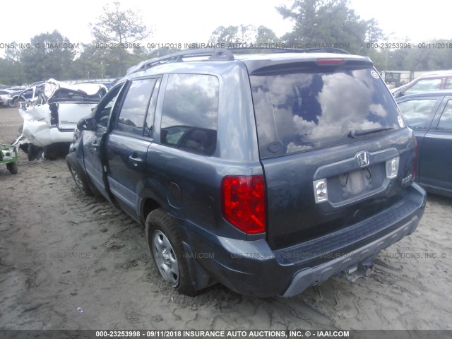 2HKYF18185H566647 - 2005 HONDA PILOT LX GRAY photo 3