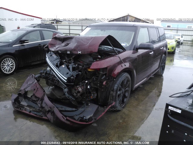 2FMGK5D86GBA11546 - 2016 FORD FLEX LIMITED MAROON photo 2