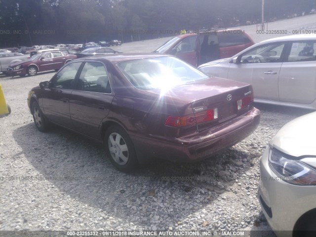 4T1BF22K71U969446 - 2001 TOYOTA CAMRY LE/XLE BURGUNDY photo 3