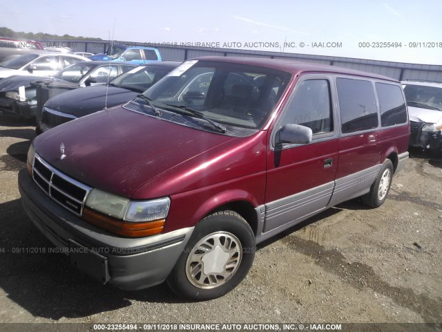 1B4GH54R5NX220615 - 1992 DODGE GRAND CARAVAN LE RED photo 2