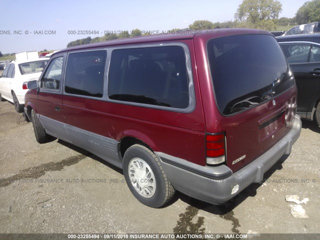 1B4GH54R5NX220615 - 1992 DODGE GRAND CARAVAN LE RED photo 3