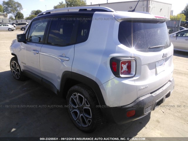 ZACCJBDT4GPE27163 - 2016 JEEP RENEGADE LIMITED SILVER photo 3