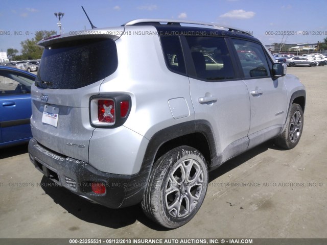 ZACCJBDT4GPE27163 - 2016 JEEP RENEGADE LIMITED SILVER photo 4