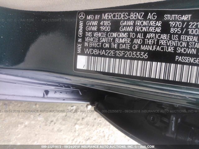 WDBHA22E1SF203336 - 1995 MERCEDES-BENZ C 220 GREEN photo 9