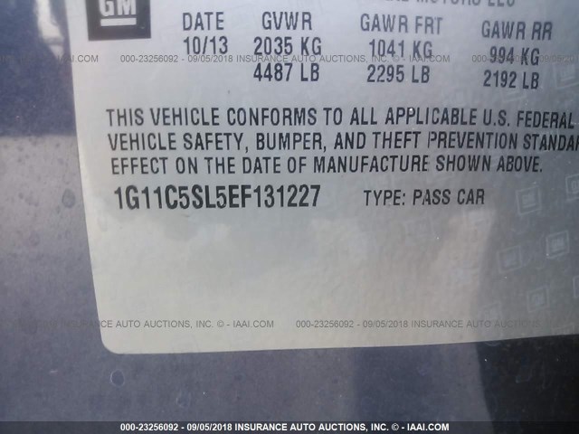 1G11C5SL5EF131227 - 2014 CHEVROLET MALIBU 1LT BLUE photo 9