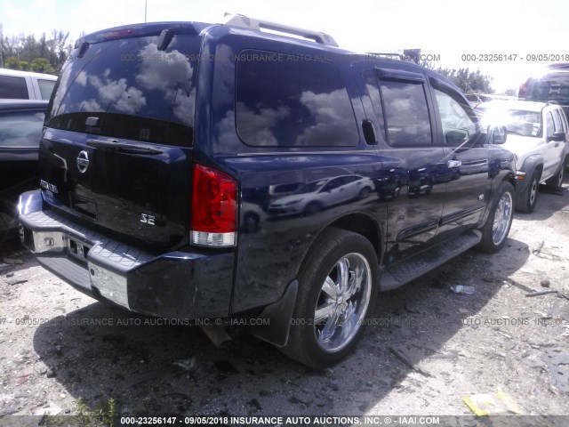 5N1AA08A76N728596 - 2006 NISSAN ARMADA SE/LE BLUE photo 4