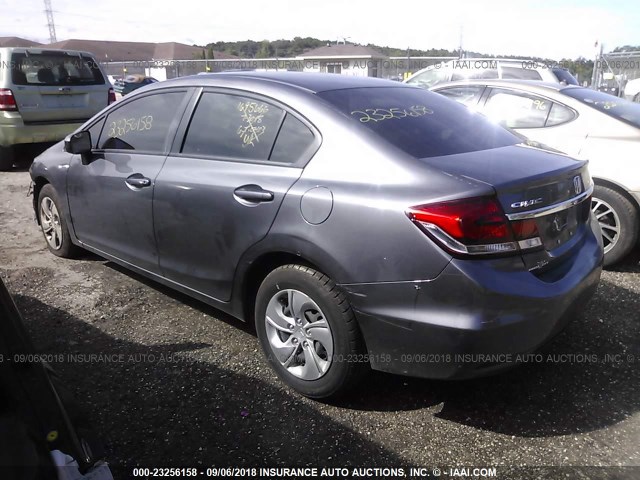 19XFB2F50FE038802 - 2015 HONDA CIVIC LX GRAY photo 3