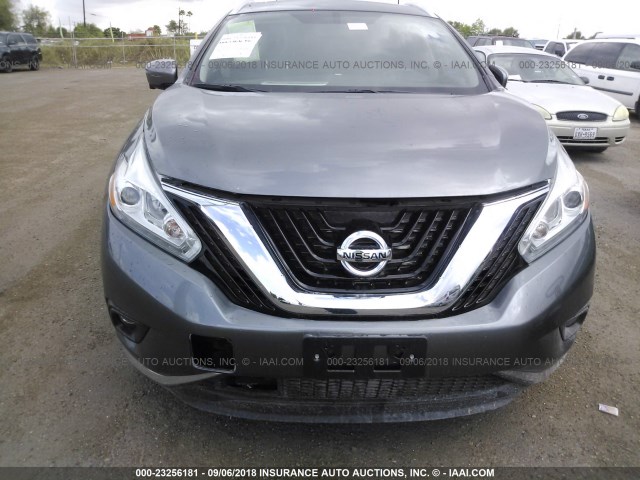 5N1AZ2MG0GN164905 - 2016 NISSAN MURANO S/SL/SV/PLATINUM GRAY photo 6