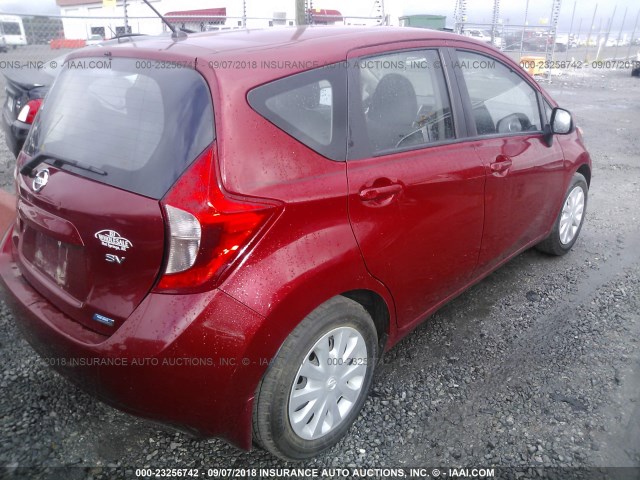 3N1CE2CP1EL382345 - 2014 NISSAN VERSA NOTE S/S PLUS/SV/SL RED photo 4