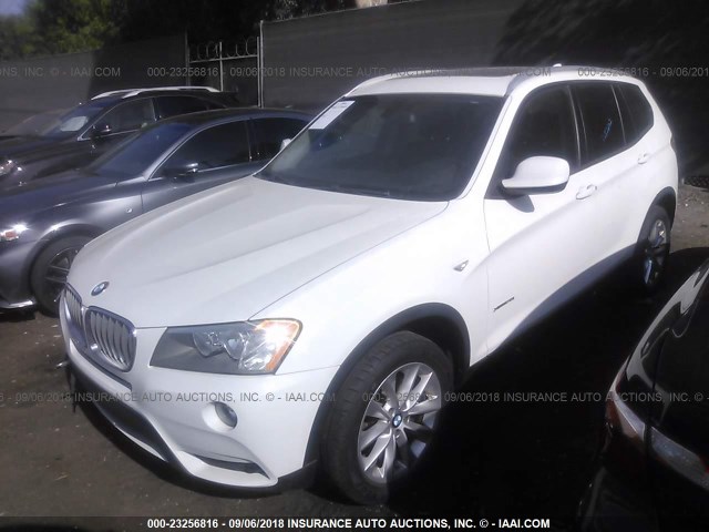 5UXWX9C53E0D12453 - 2014 BMW X3 XDRIVE28I WHITE photo 2