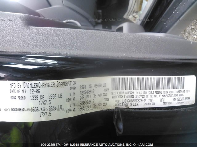 1J8HG48K57C573442 - 2007 JEEP COMMANDER Qara foto 9