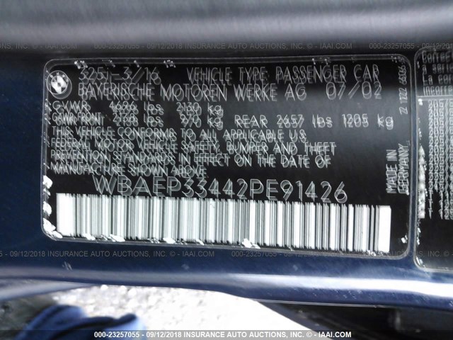 WBAEP33442PE91426 - 2002 BMW 325 XIT GOLD photo 9