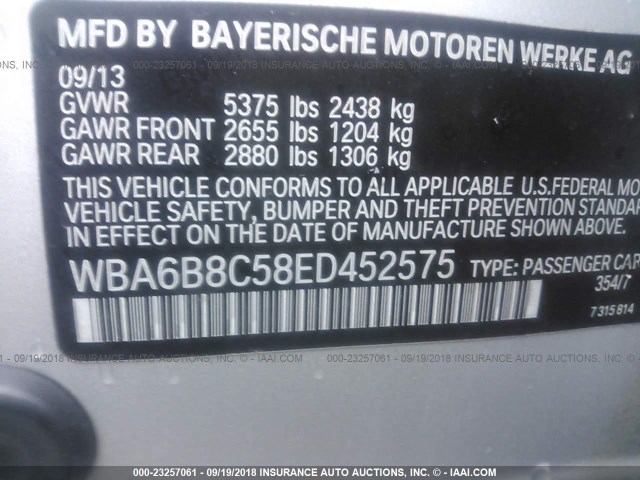 WBA6B8C58ED452575 - 2014 BMW 640 XI/GRAN COUPE GREEN photo 9