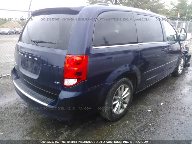 2C4RDGCG1ER365880 - 2014 DODGE GRAND CARAVAN SXT BLUE photo 4