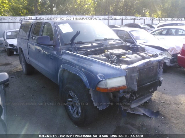 1D7HG38K74S504843 - 2004 DODGE DAKOTA QUAD SPORT BLUE photo 1