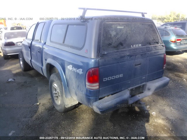 1D7HG38K74S504843 - 2004 DODGE DAKOTA QUAD SPORT BLUE photo 3