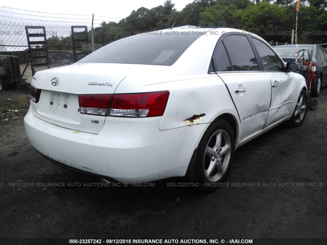 5NPEU46F86H099773 - 2006 HYUNDAI SONATA GLS/LX WHITE photo 4