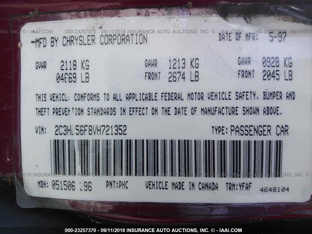 2C3HD56F8VH721352 - 1997 CHRYSLER CONCORDE LX/LXI RED photo 9