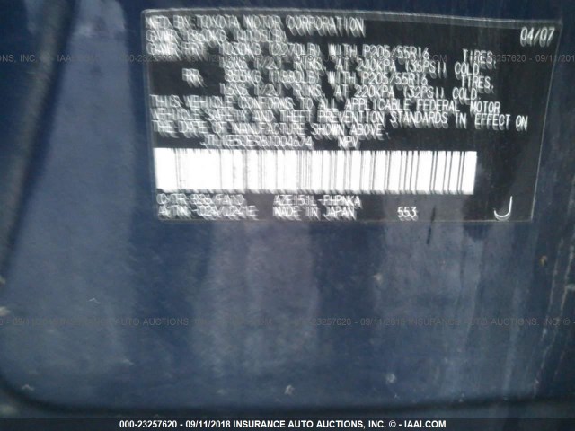 JTLKE50E981004674 - 2008 TOYOTA SCION XB Azul foto 9