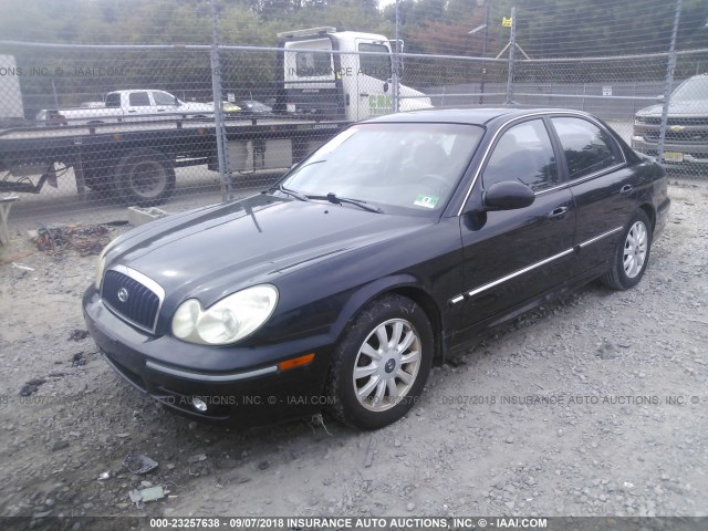 KMHWF35H73A883663 - 2003 HYUNDAI SONATA BLACK photo 2