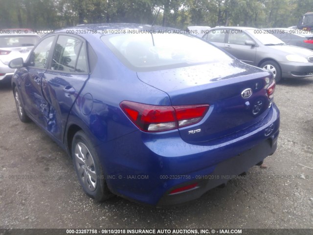 3KPA24AB9JE103366 - 2018 KIA RIO LX/S BLUE photo 3