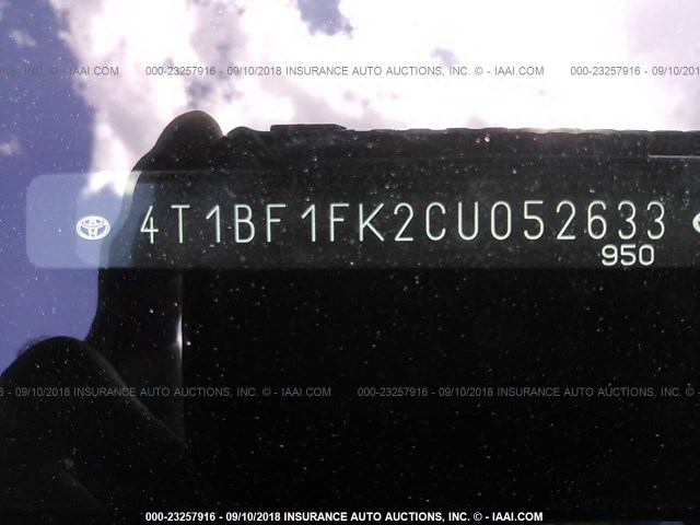 4T1BF1FK2CU052633 - 2012 TOYOTA CAMRY SE/LE/XLE 灰色 照片 9