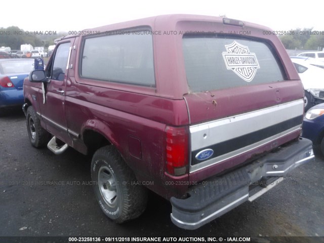 1FMEU15H1SLB07148 - 1995 FORD BRONCO U100 RED photo 3