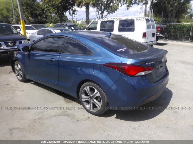 KMHDH6AH9EU029347 - 2014 HYUNDAI ELANTRA COUPE GS/SE BLUE photo 3