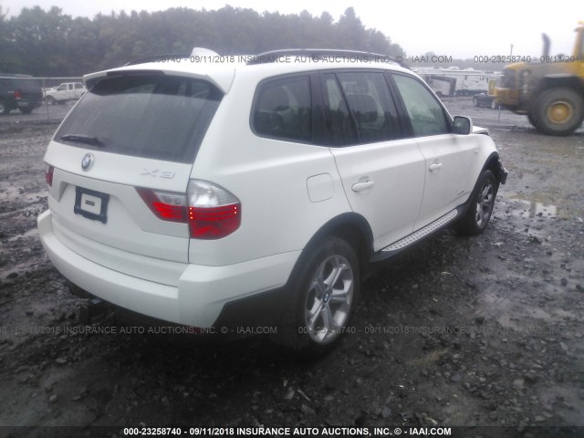 WBXPC934X9WJ28820 - 2009 BMW X3 XDRIVE30I WHITE photo 4