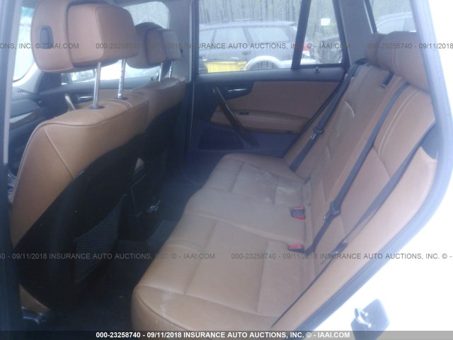 WBXPC934X9WJ28820 - 2009 BMW X3 XDRIVE30I WHITE photo 8