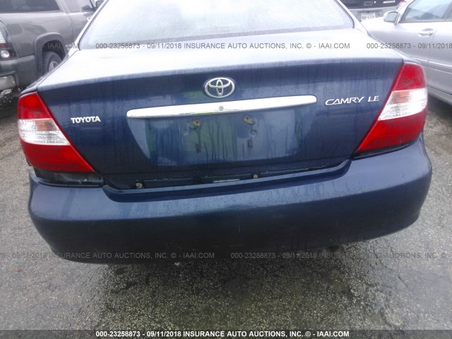 4T1BE32K94U339716 - 2004 TOYOTA CAMRY LE/XLE/SE BLUE photo 6