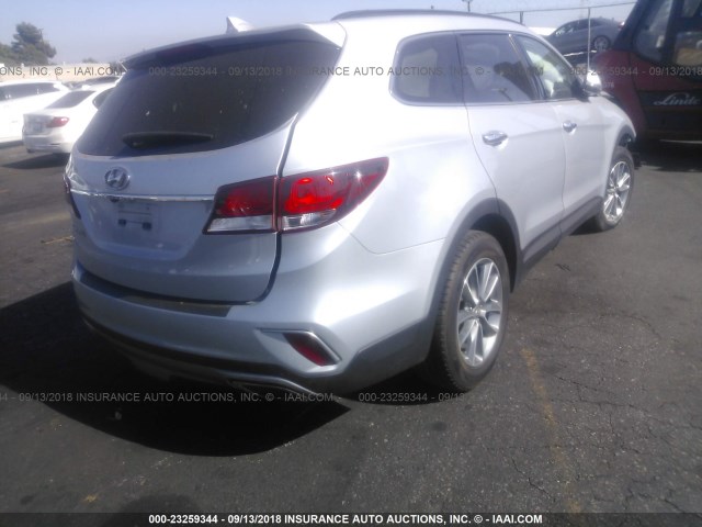 KM8SN4HF1HU197352 - 2017 HYUNDAI SANTA FE SE/LIMITED SILVER photo 4