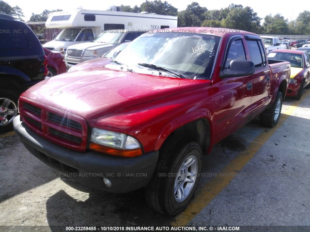 1B7HG38N42S595782 - 2002 DODGE DAKOTA QUAD SPORT/QUAD R/T RED photo 2