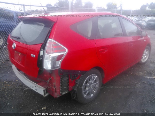 JTDZN3EU2FJ018119 - 2015 TOYOTA PRIUS V RED photo 4