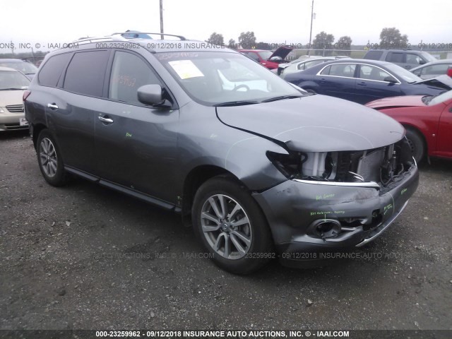 5N1AR2MM7FC712253 - 2015 NISSAN PATHFINDER S/SV/SL/PLATINUM GRAY photo 1