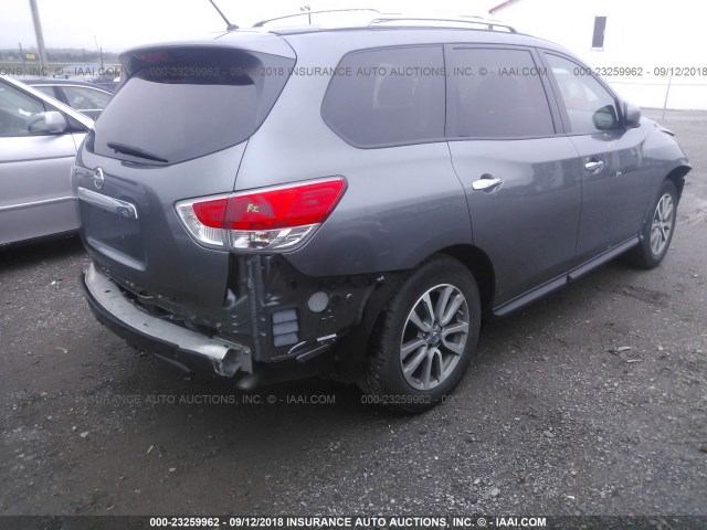 5N1AR2MM7FC712253 - 2015 NISSAN PATHFINDER S/SV/SL/PLATINUM GRAY photo 4