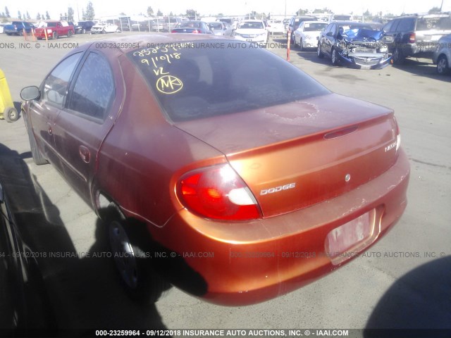 1B3ES46C61D182680 - 2001 DODGE NEON SE/ES ORANGE photo 3