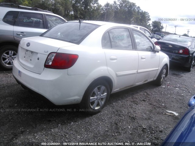 KNADH4A36A6665250 - 2010 KIA RIO LX/SX WHITE photo 4