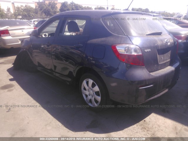 2T1KU40E39C033996 - 2009 TOYOTA COROLLA MATRIX  BLUE photo 3