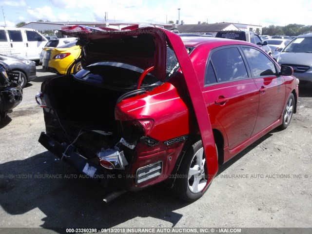 2T1BU4EE5DC102415 - 2013 TOYOTA COROLLA S/LE RED photo 4