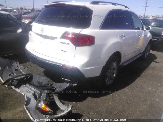 2HNYD2H53BH537585 - 2011 ACURA MDX ADVANCE WHITE photo 4