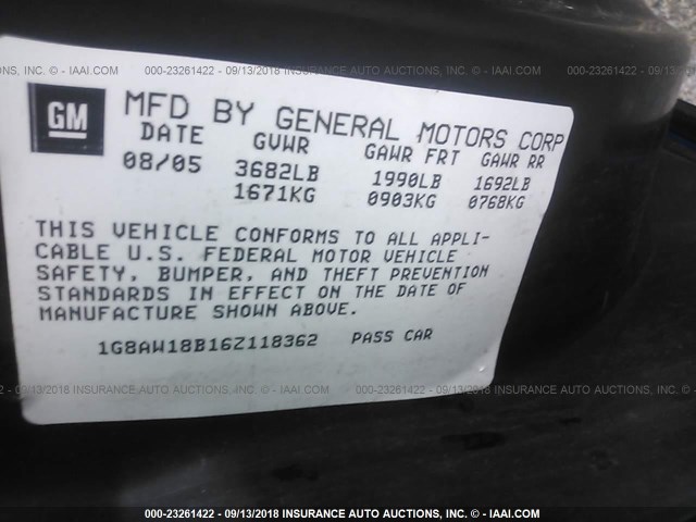 1G8AW18B16Z118362 - 2006 SATURN ION LEVEL 3 BLUE photo 9