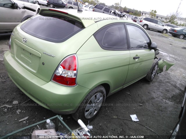 KMHCM36C79U114454 - 2009 HYUNDAI ACCENT GS GREEN photo 4