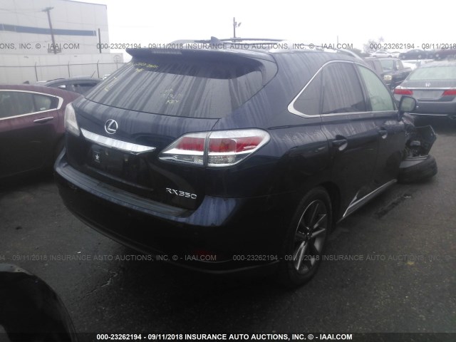 2T2BK1BA1FC329346 - 2015 LEXUS RX 350/BASE/F SPORT Dark Blue photo 4